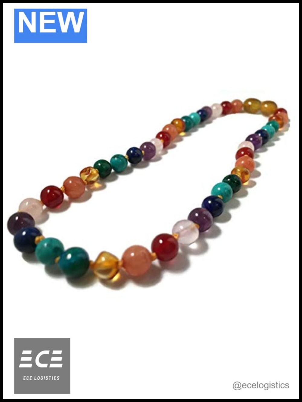 Baltic Amber Rainbow Necklace Polished Beaded 15 Inch Handmade